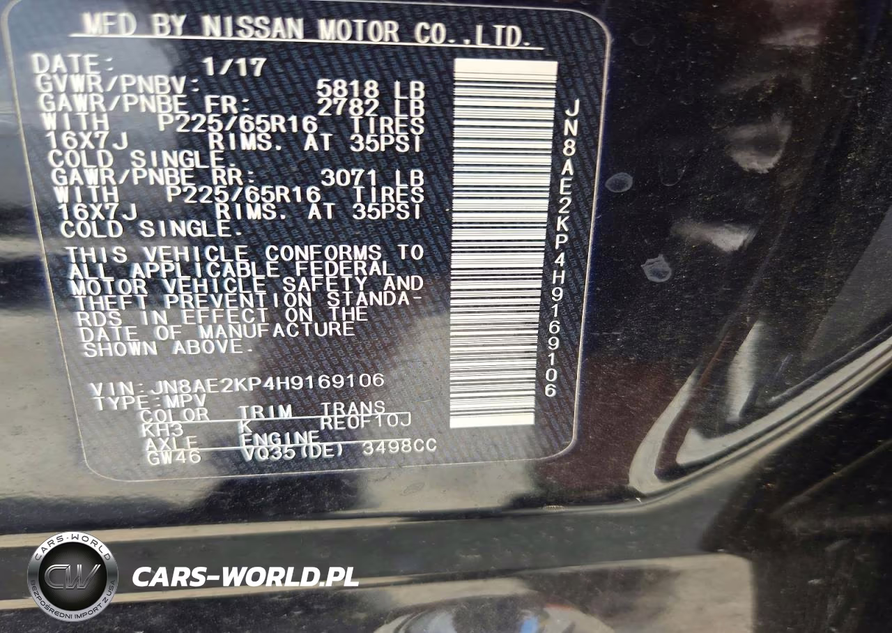 2017 Nissan Quest Sv VIN:JN8AE2KP4H9169106 - 13