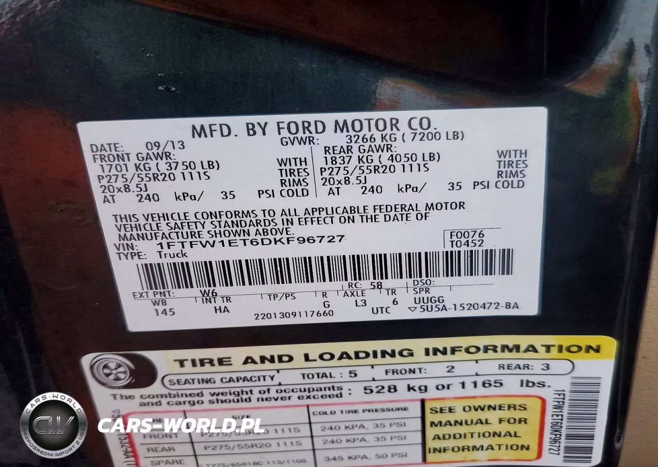 2013 Ford F150 Supercrew VIN:1FTFW1ET6DKF96727 - 13