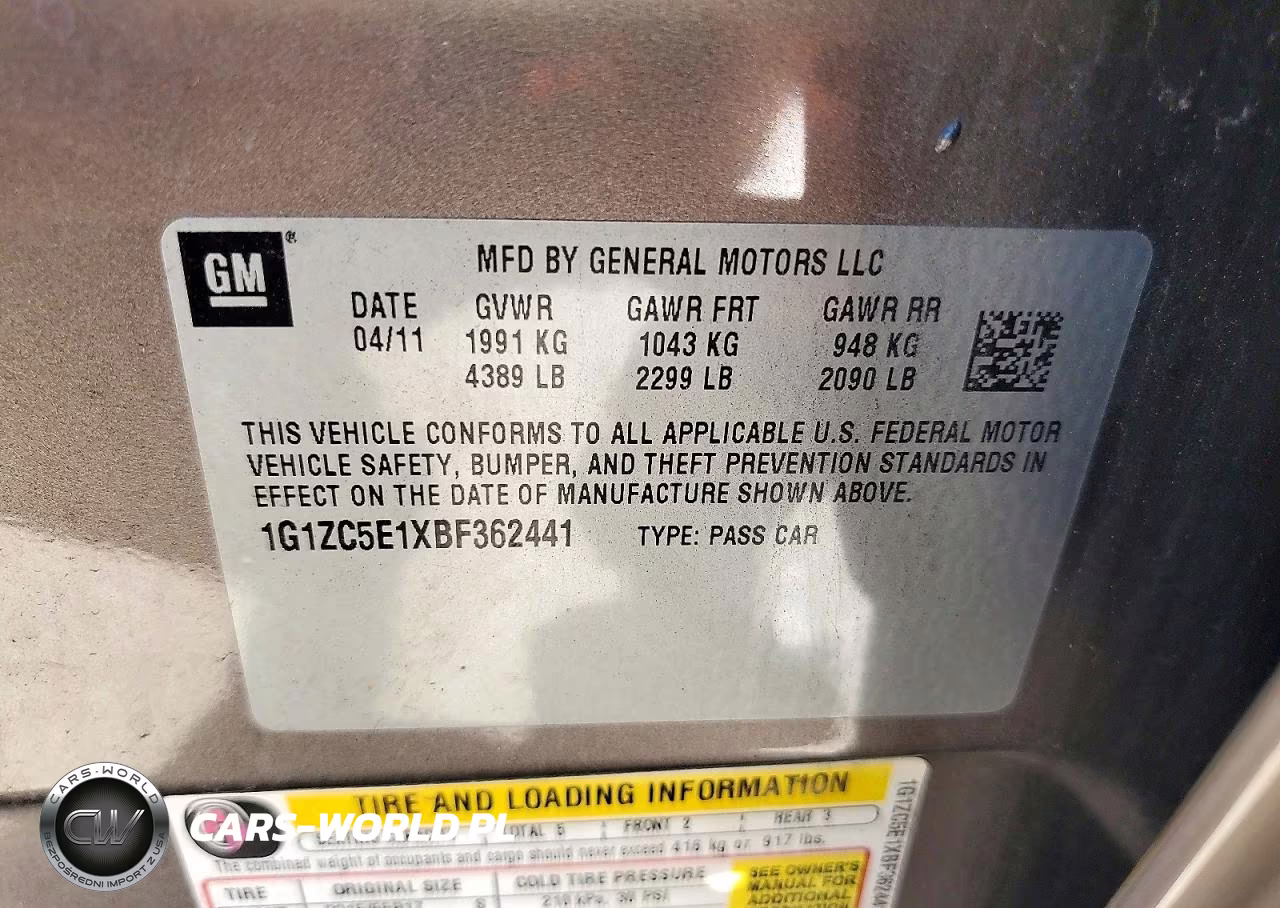 2011 Chevrolet Malibu 1Lt VIN:1G1ZC5E1XBF362441 - 12