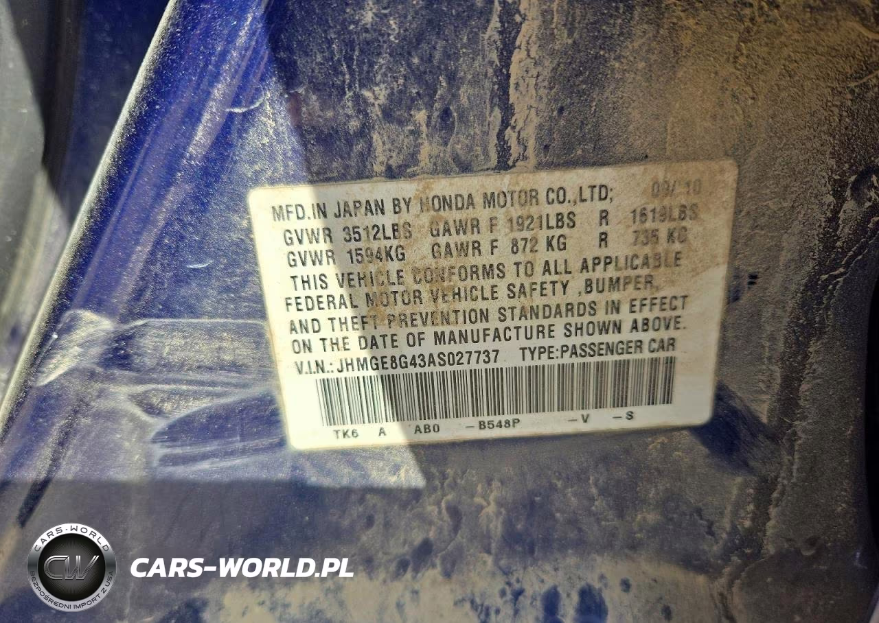 2010 Honda Fit Sport VIN:JHMGE8G43AS027737 - 13