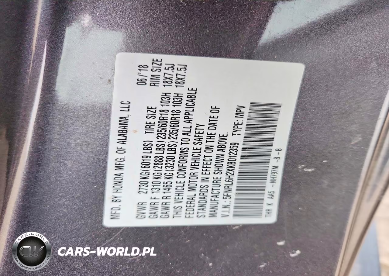 2019 Honda Odyssey Lx VIN:5FNRL6H2XKB012359 - 12