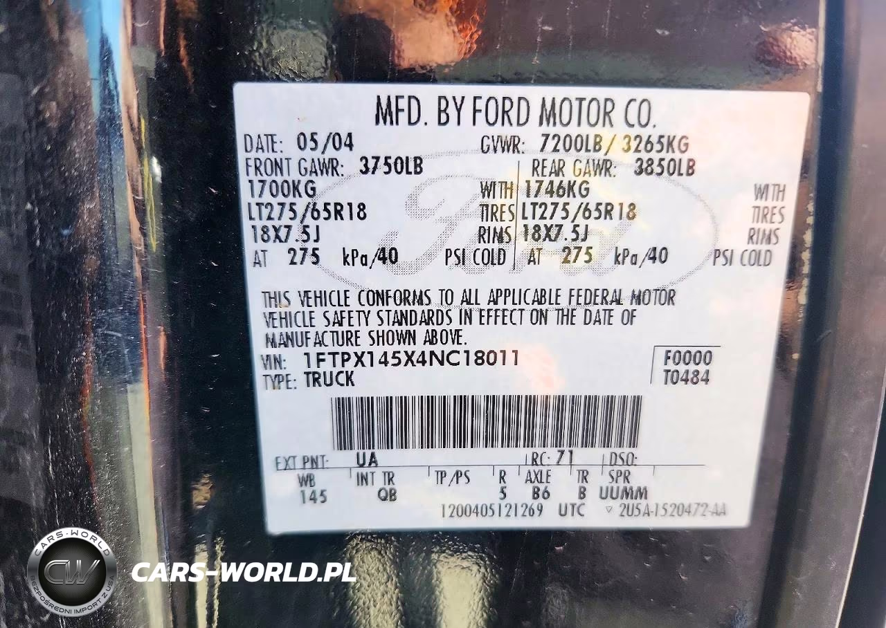2004 Ford F150 VIN:1FTPX145X4NC18011 - 12