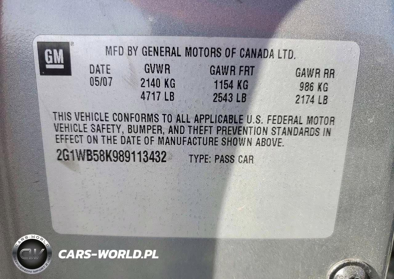 2008 Chevrolet Impala Ls VIN:2G1WB58K989113432 - 12