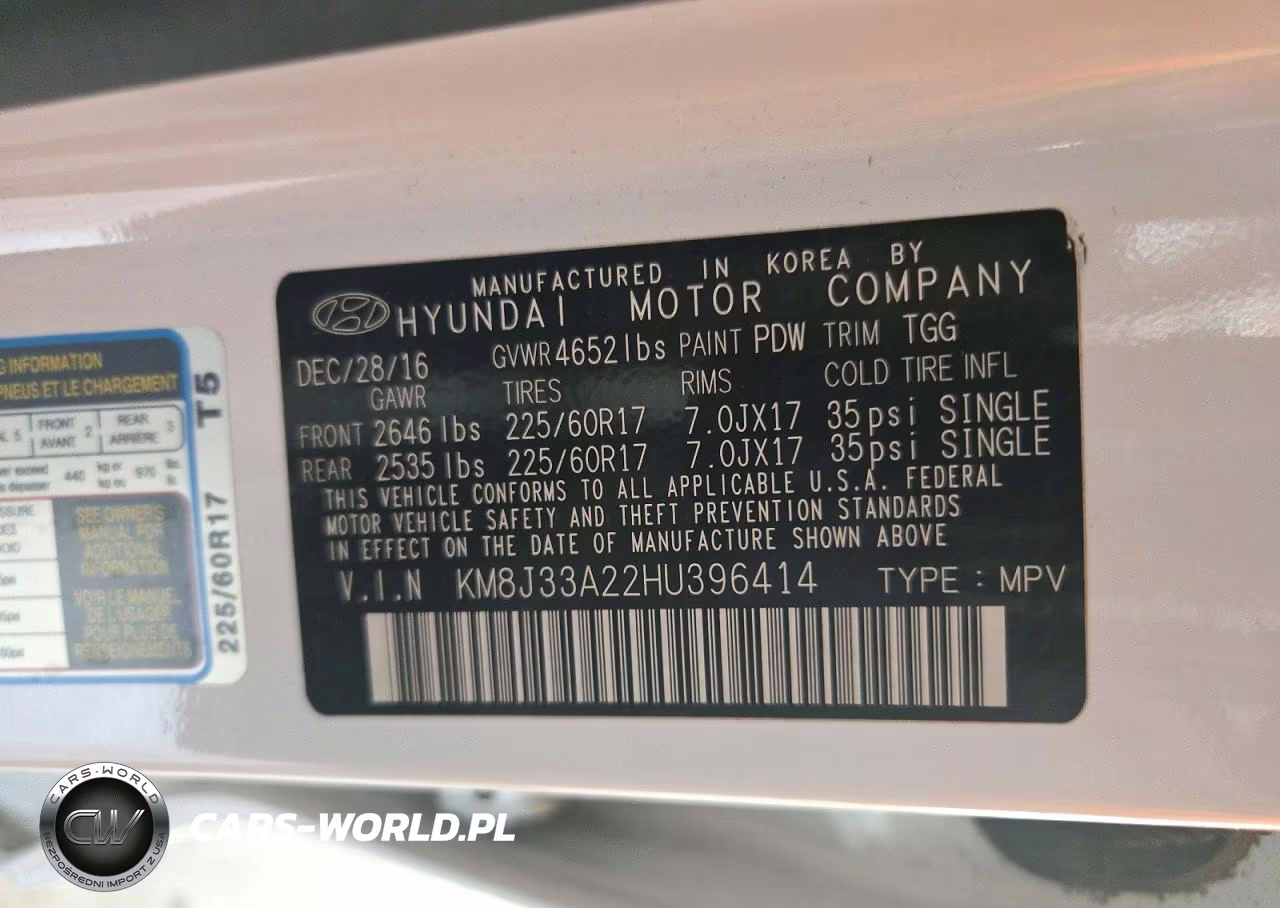 2017 Hyundai Tucson Eco VIN:KM8J33A22HU396414 - 13