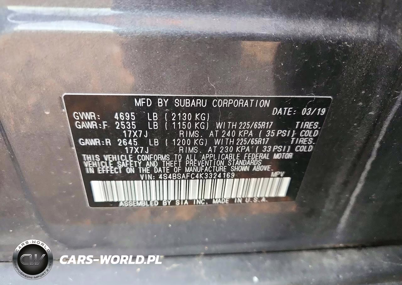 2019 Subaru Outback 2.5I Premium VIN:4S4BSAFC4K3324169 - 12