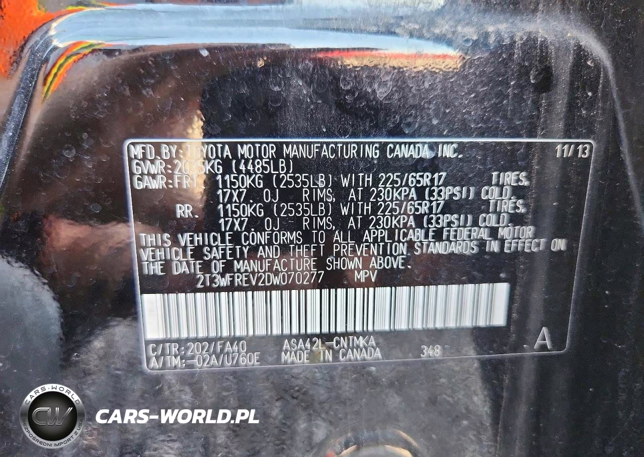 2013 Toyota Rav4 Xle VIN:2T3WFREV2DW070277 - 12
