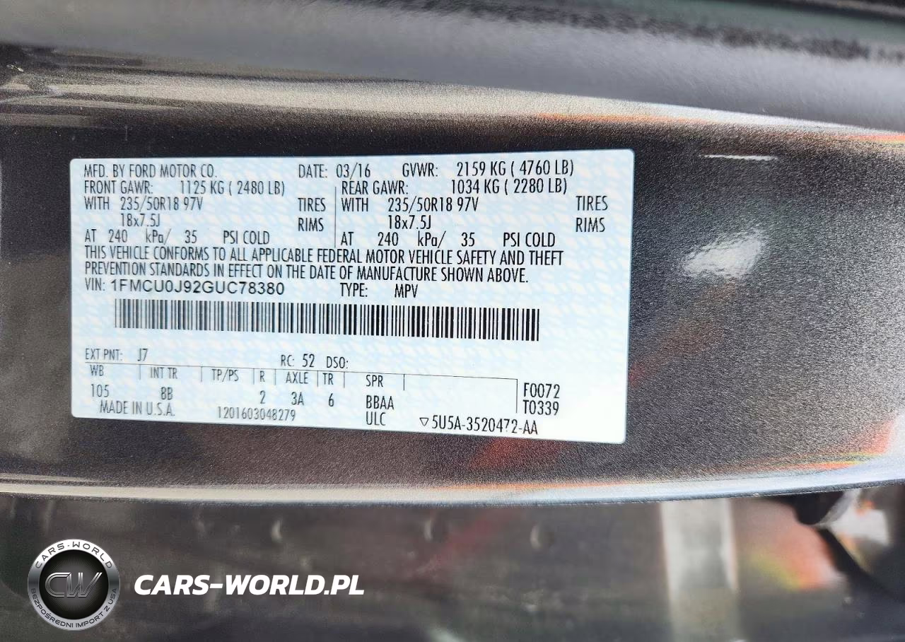 2016 Ford Escape Titanium VIN:1FMCU0J92GUC78380 - 13