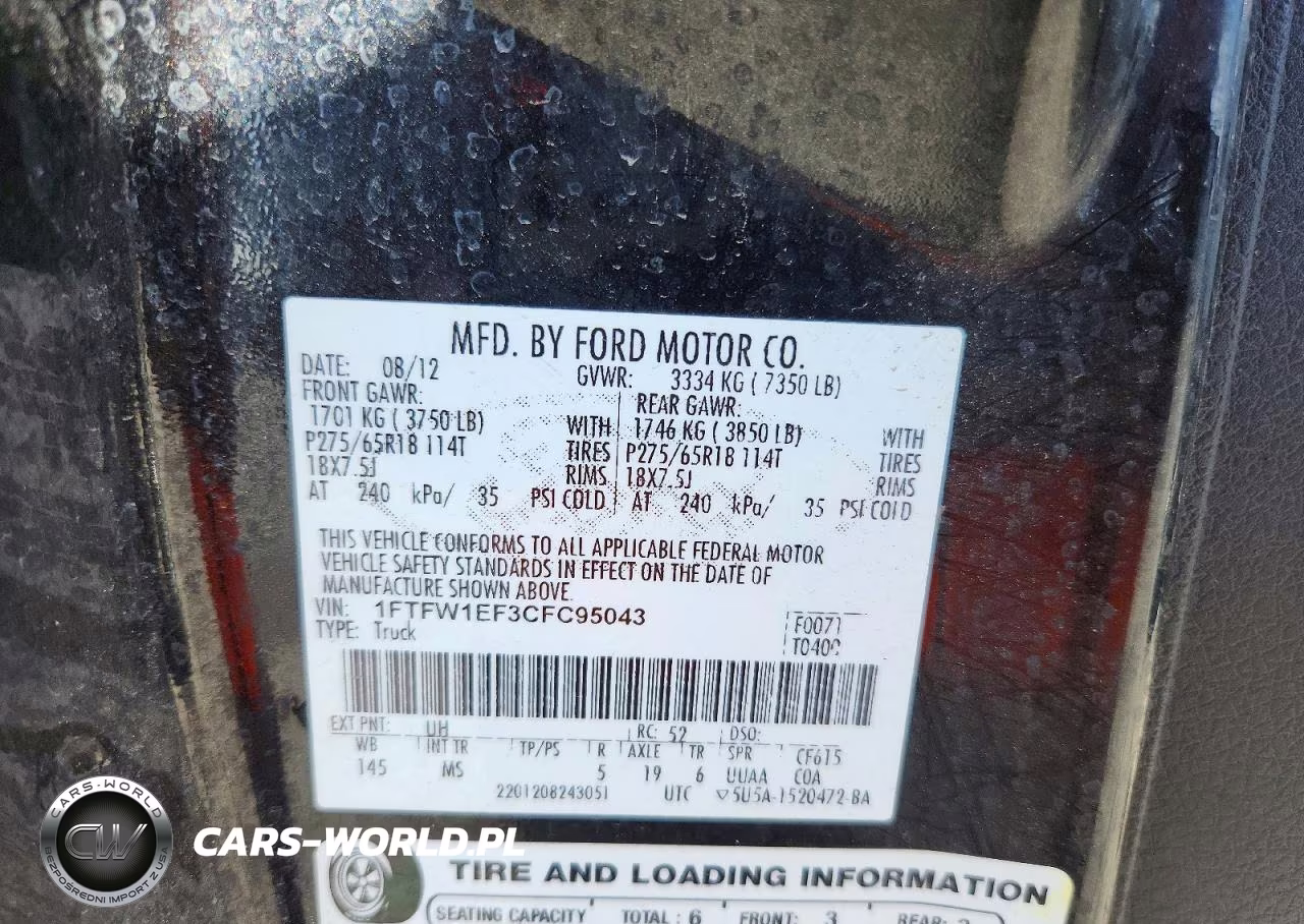 2012 Ford F150 Supercrew VIN:1FTFW1EF3CFC95043 - 12