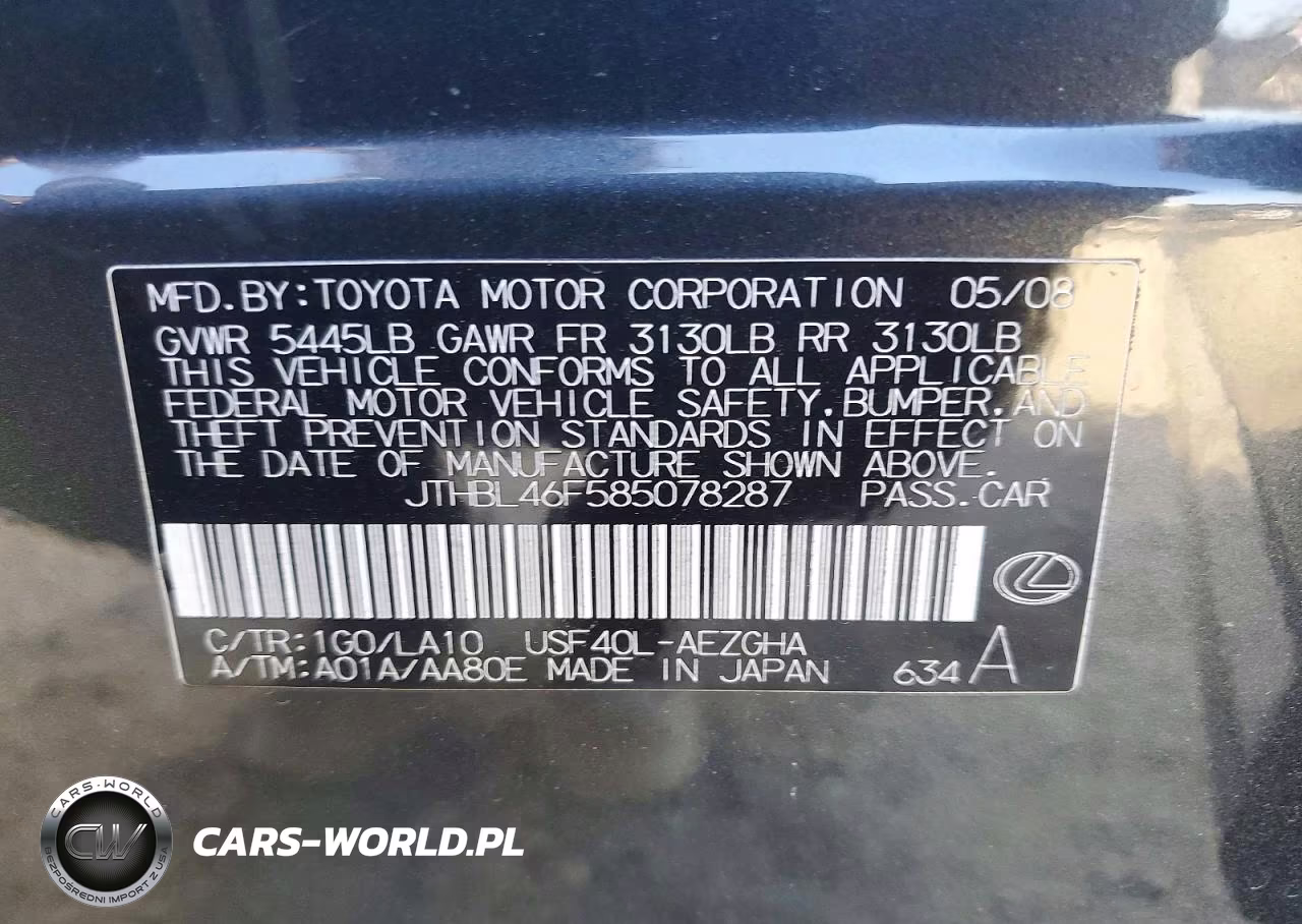 2008 Lexus Ls 460 VIN:JTHBL46F585078287 - 12