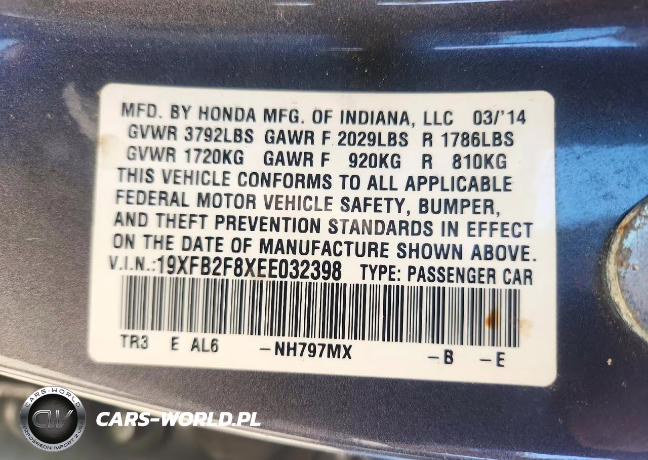 2014 Honda Civic Ex VIN:19XFB2F8XEE032398 - 12