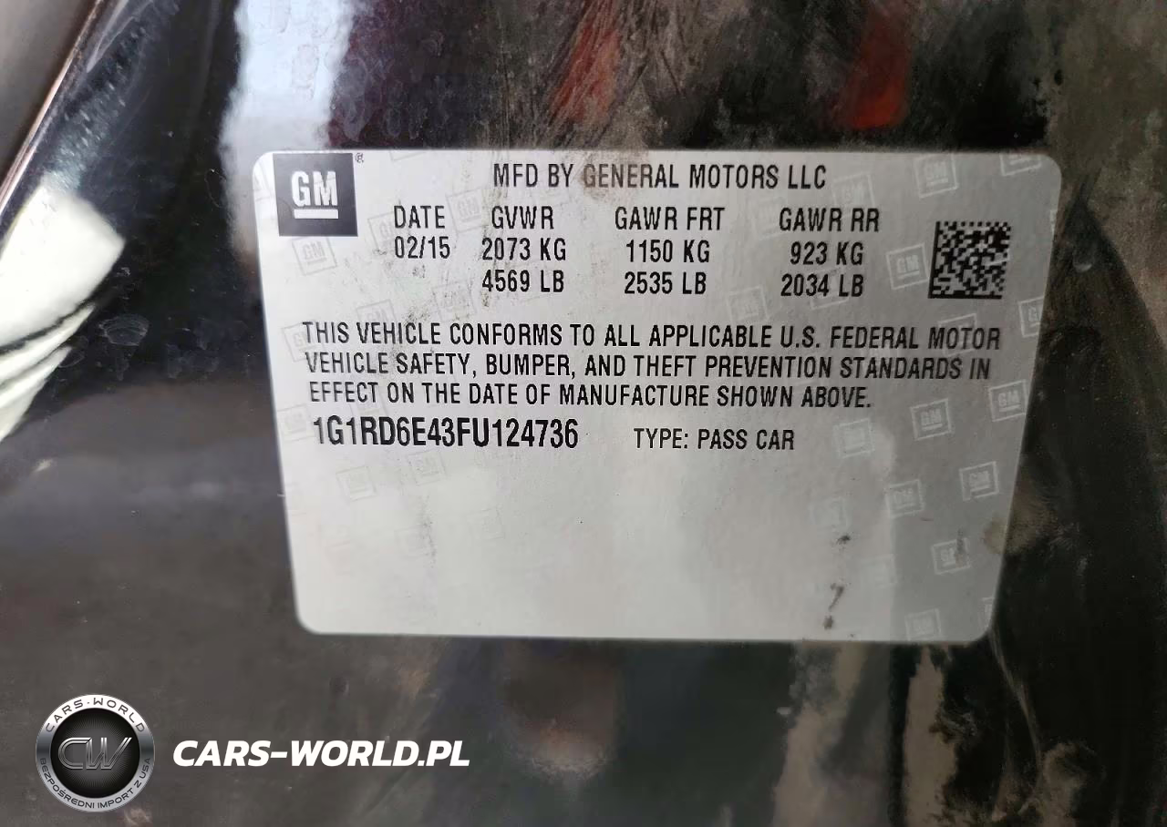 2015 Chevrolet Volt VIN:1G1RD6E43FU124736 - 12