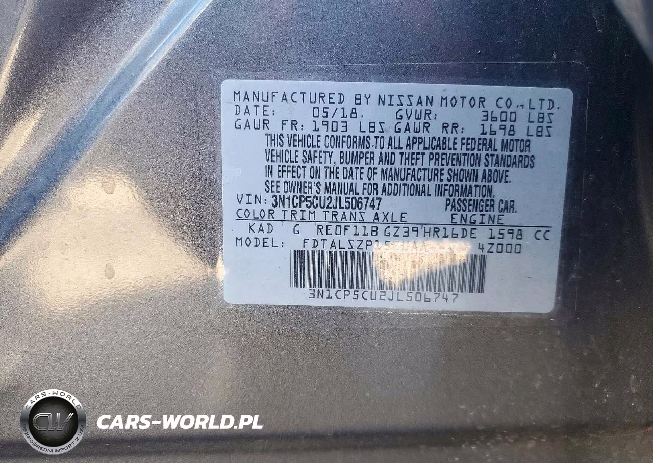 2018 Nissan Kicks Sv VIN:3N1CP5CU2JL506747 - 13