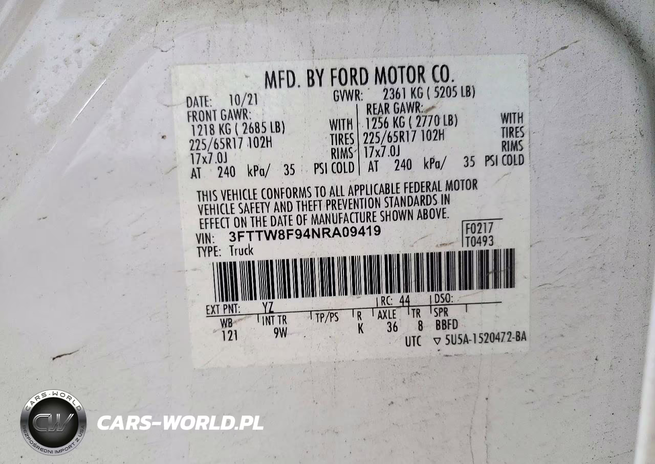 2022 Ford Maverick Xl VIN:3FTTW8F94NRA09419 - 12
