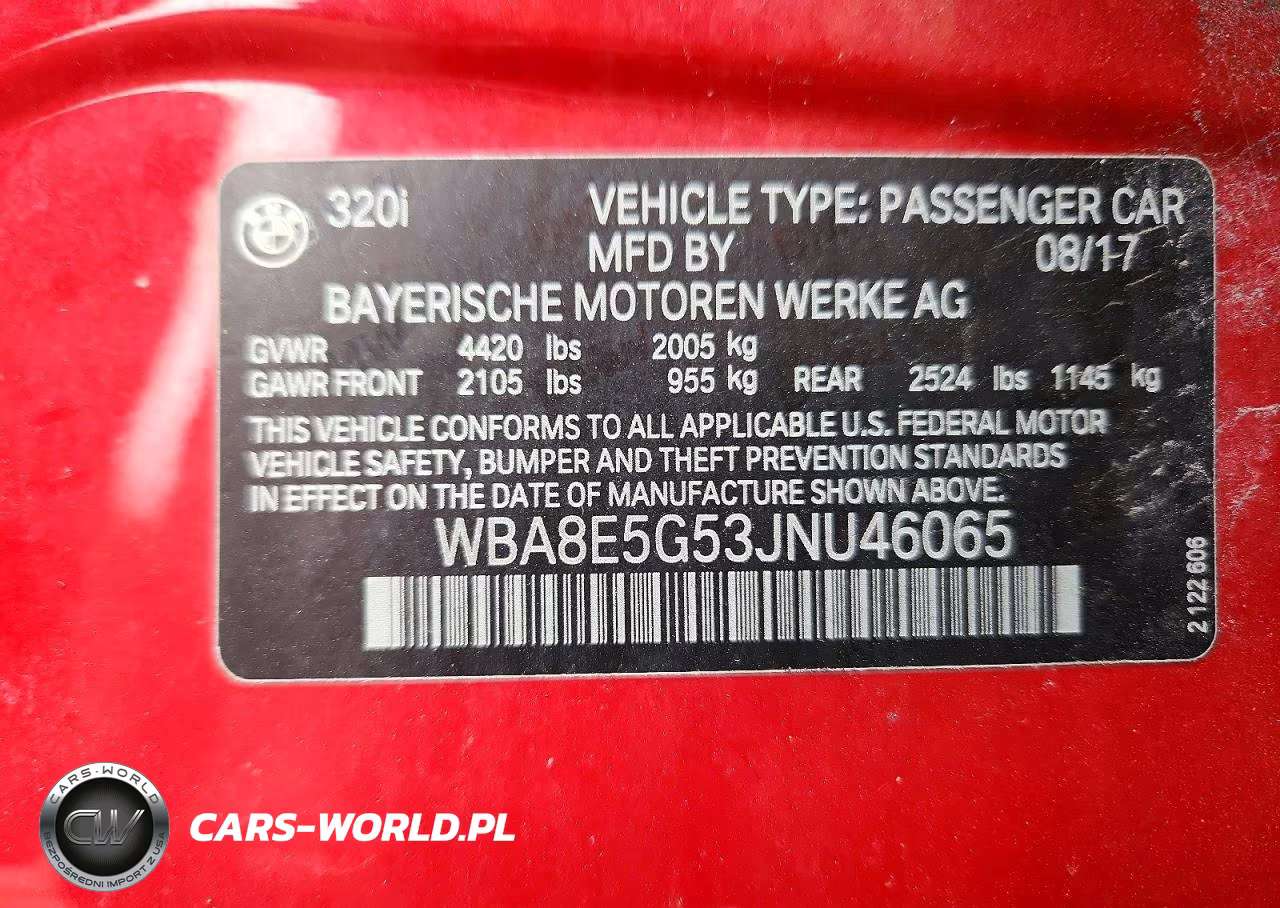 2018 BMW 320 Xi VIN:WBA8E5G53JNU46065 - 13