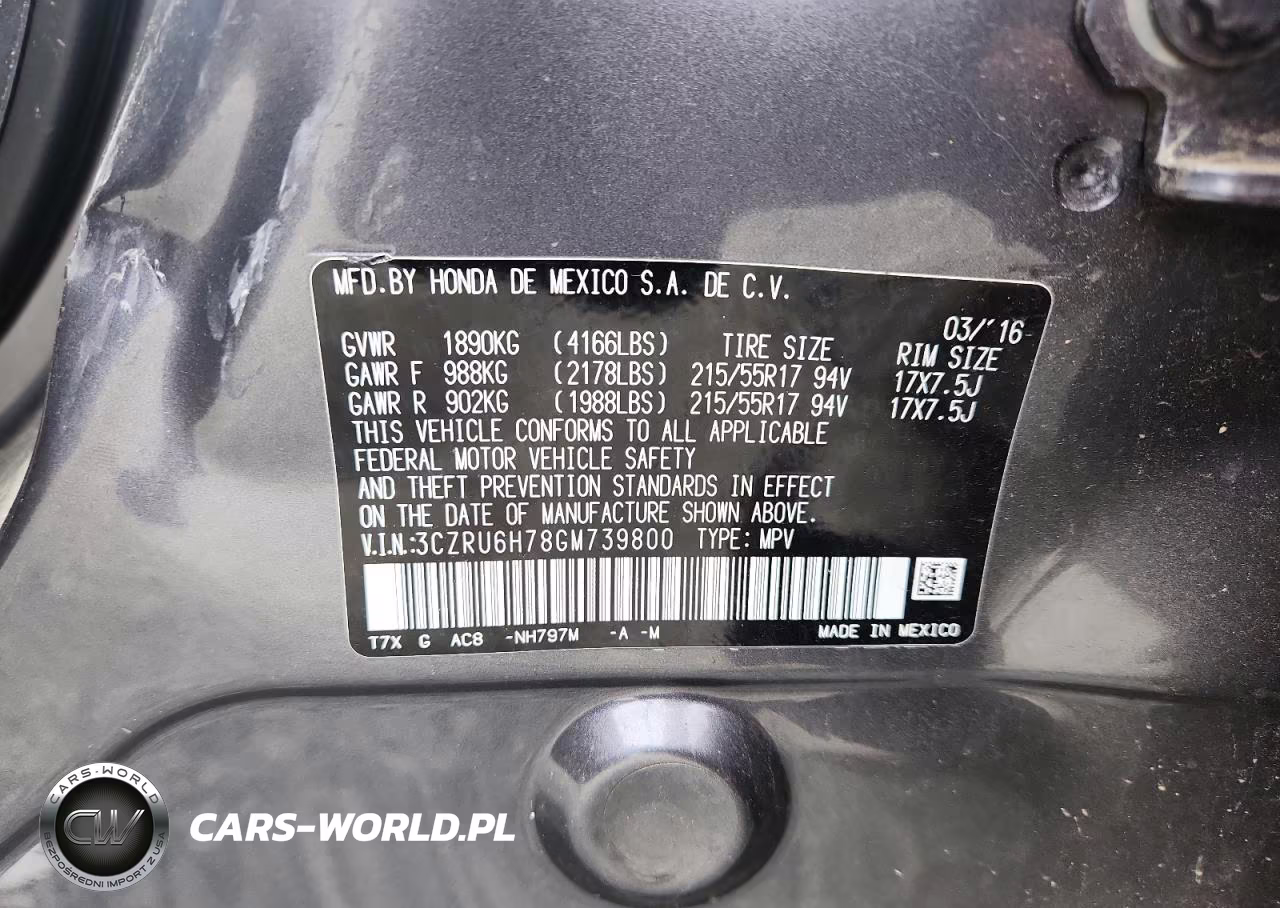 2016 Honda Hr-V Exl VIN:3CZRU6H78GM739800 - 13