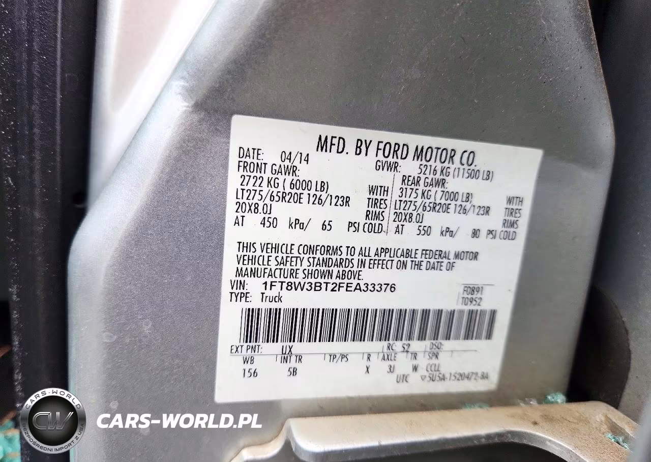 2015 Ford F350 Super Duty VIN:1FT8W3BT2FEA33376 - 12
