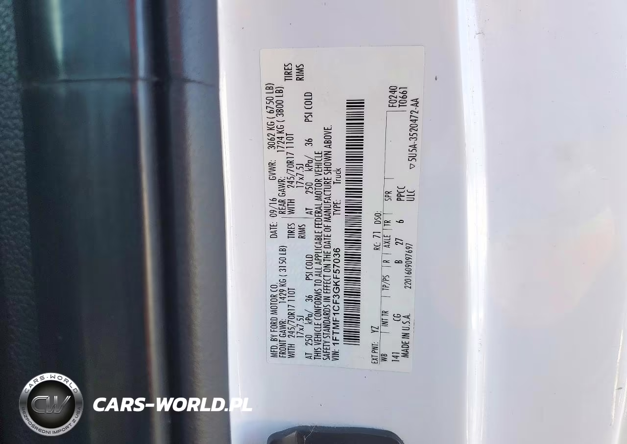 2016 Ford F150 VIN:1FTMF1CF3GKF57036 - 13