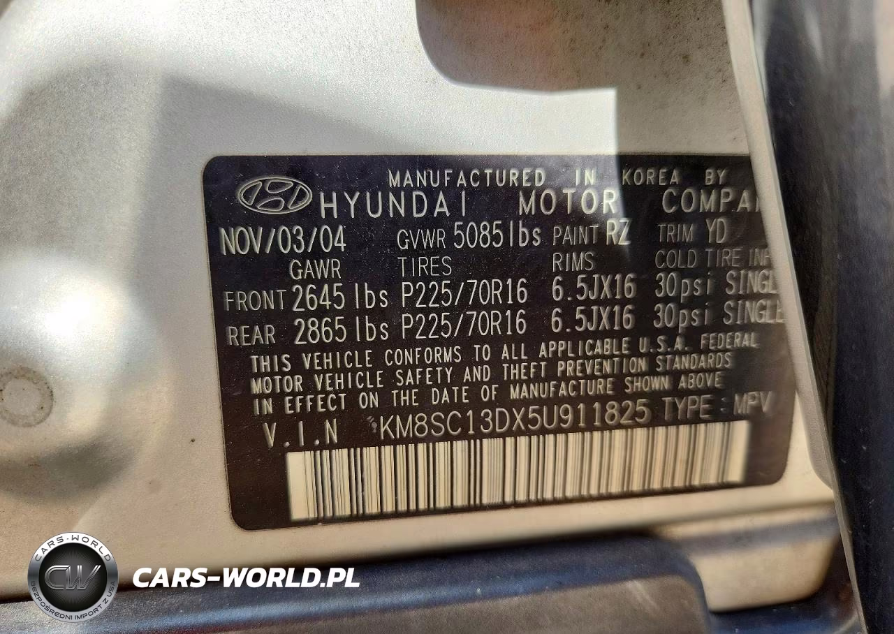 2005 Hyundai Santa Fe Gls VIN:KM8SC13DX5U911825 - 13