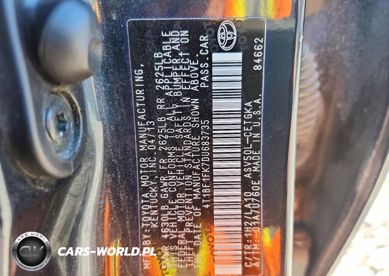 2013 Toyota Camry Xle VIN:4T1BF1FK7DU683735 - 12