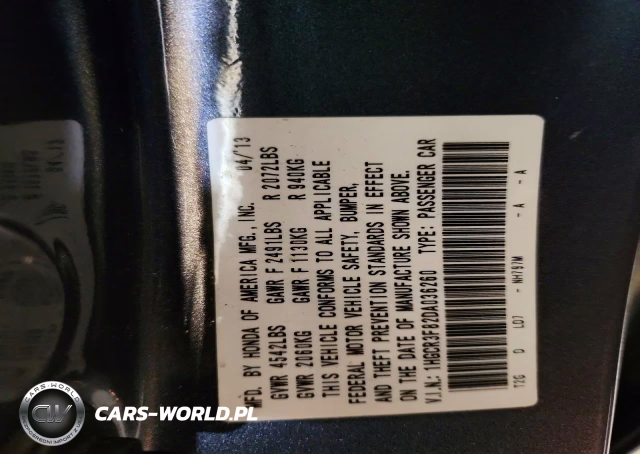 2013 Honda Accord Exl VIN:1HGCR3F82DA036260 - 12