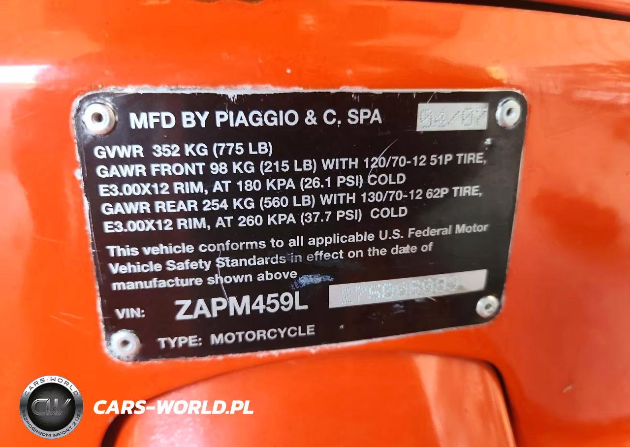 2007 Vespa Gts 250 VIN:ZAPM459L275006099 - 9
