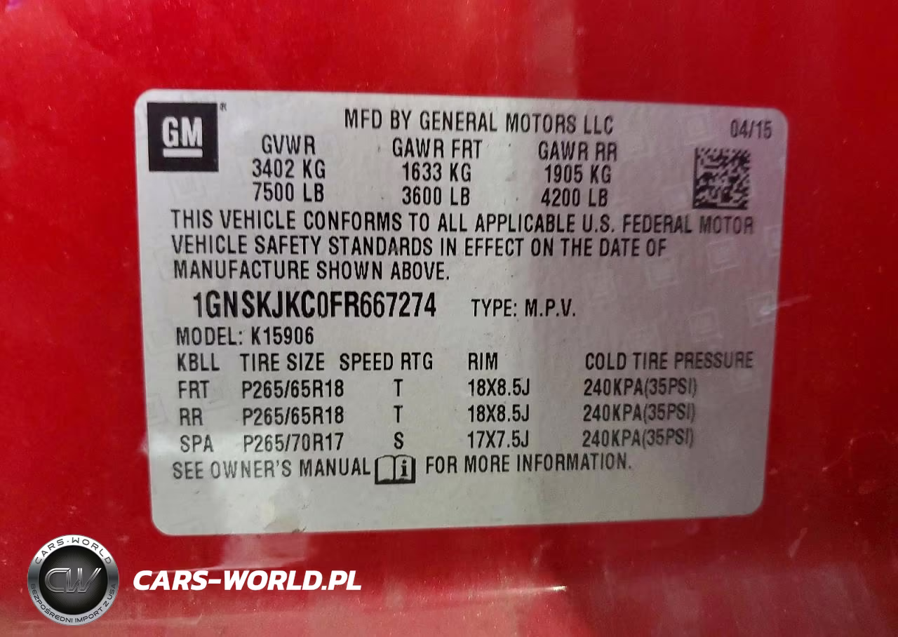2015 Chevrolet Suburban K1500 Lt VIN:1GNSKJKC0FR667274 - 13