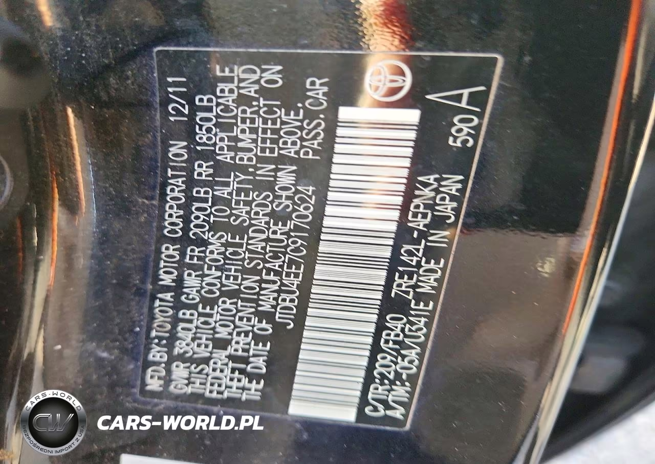 2012 Toyota Corolla Le VIN:JTDBU4EE7C9170624 - 12