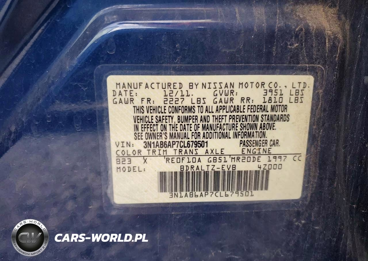 2012 Nissan Sentra 2.0 VIN:3N1AB6AP7CL679501 - 12
