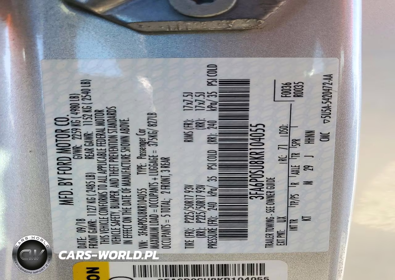 2019 Ford Fusion Titanium VIN:3FA6P0SU8KR104055 - 12