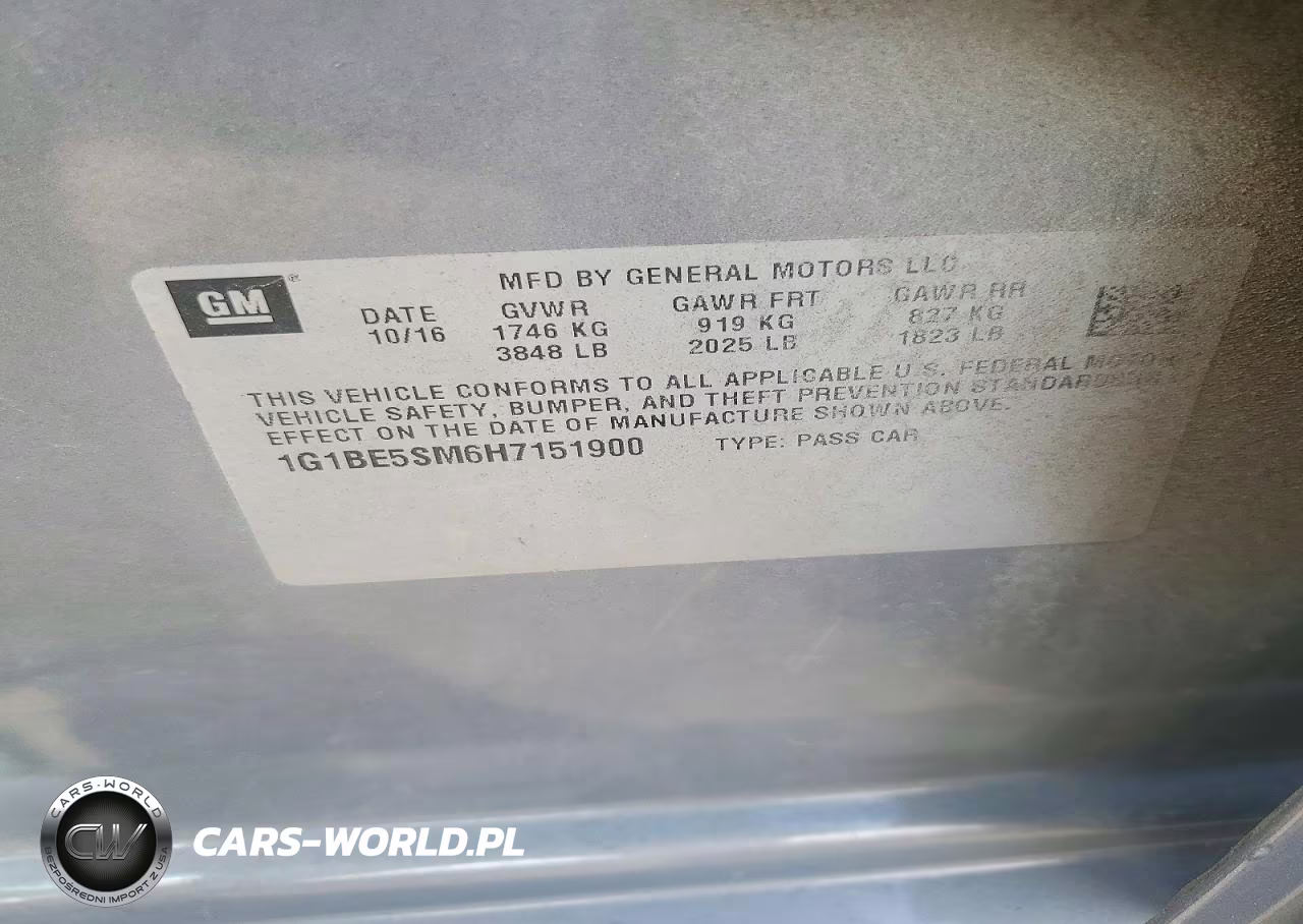 2017 Chevrolet Cruze Lt VIN:1G1BE5SM6H7151900 - 12
