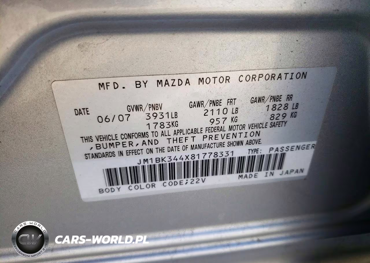 2008 Mazda 3 Hatchback VIN:JM1BK344X81778331 - 12