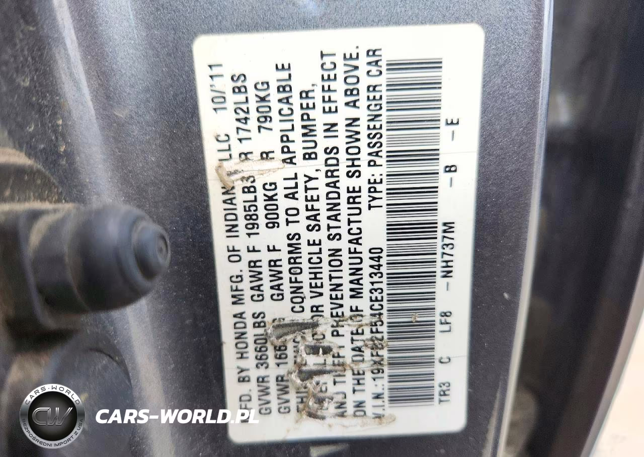 2012 Honda Civic Lx VIN:19XFB2F54CE313440 - 13