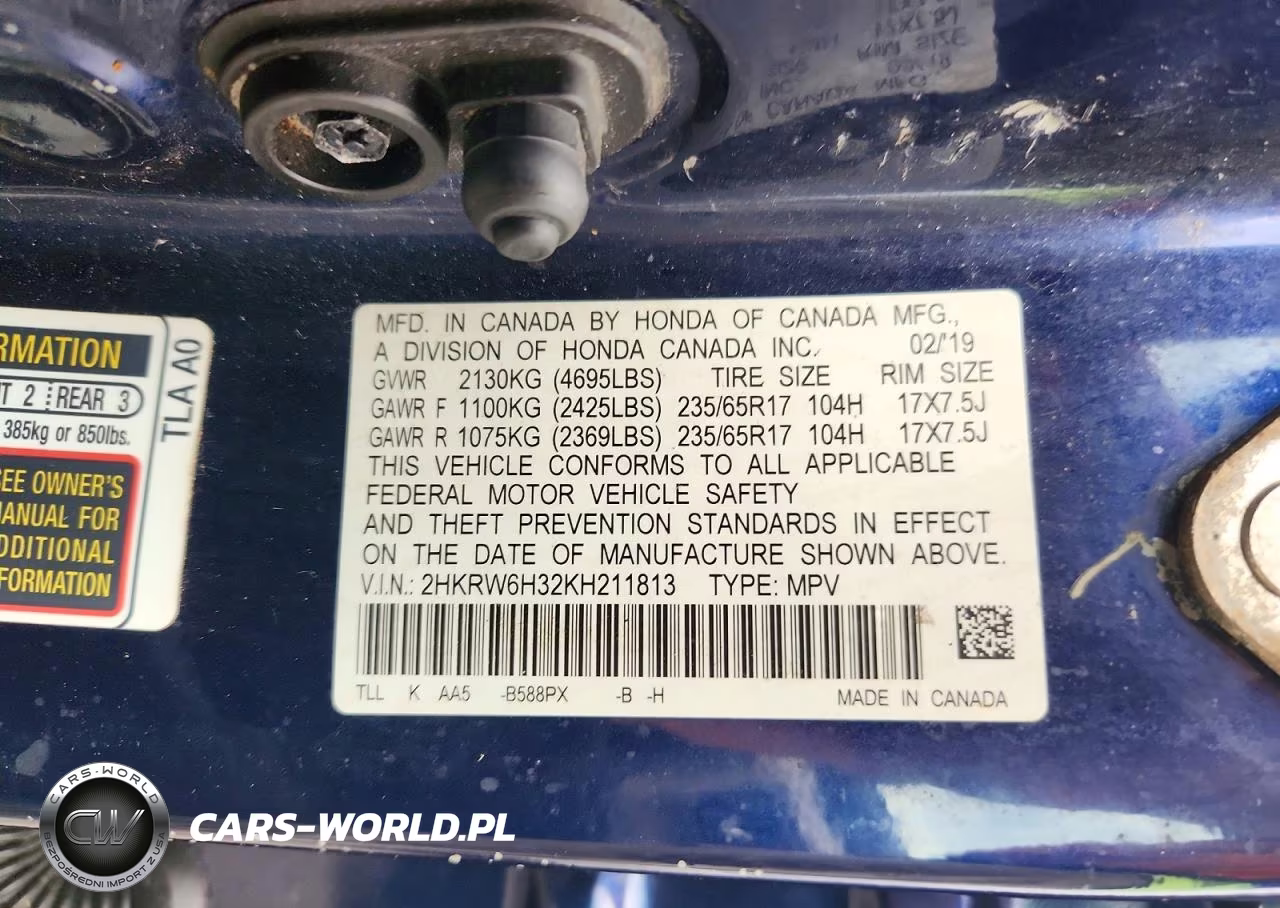 2019 Honda Cr-V Lx VIN:2HKRW6H32KH211813 - 13