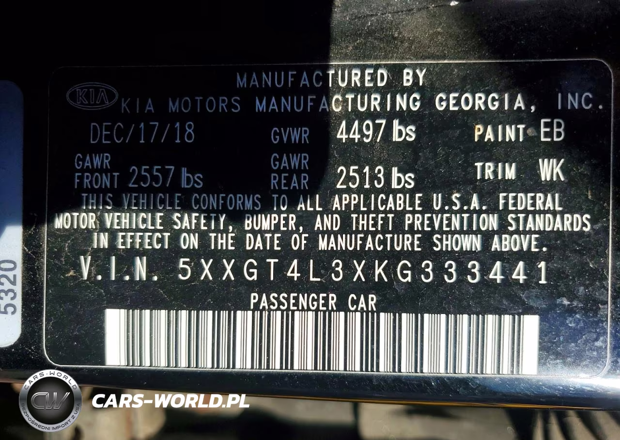 2019 Kia Optima S VIN:5XXGT4L3XKG333441 - 12