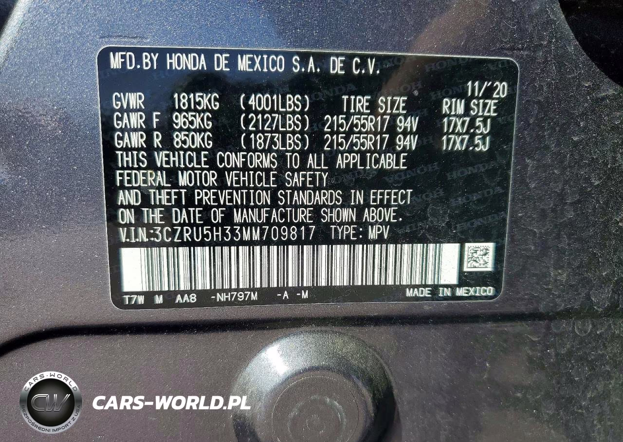2021 Honda Hr-V Lx VIN:3CZRU5H33MM709817 - 12