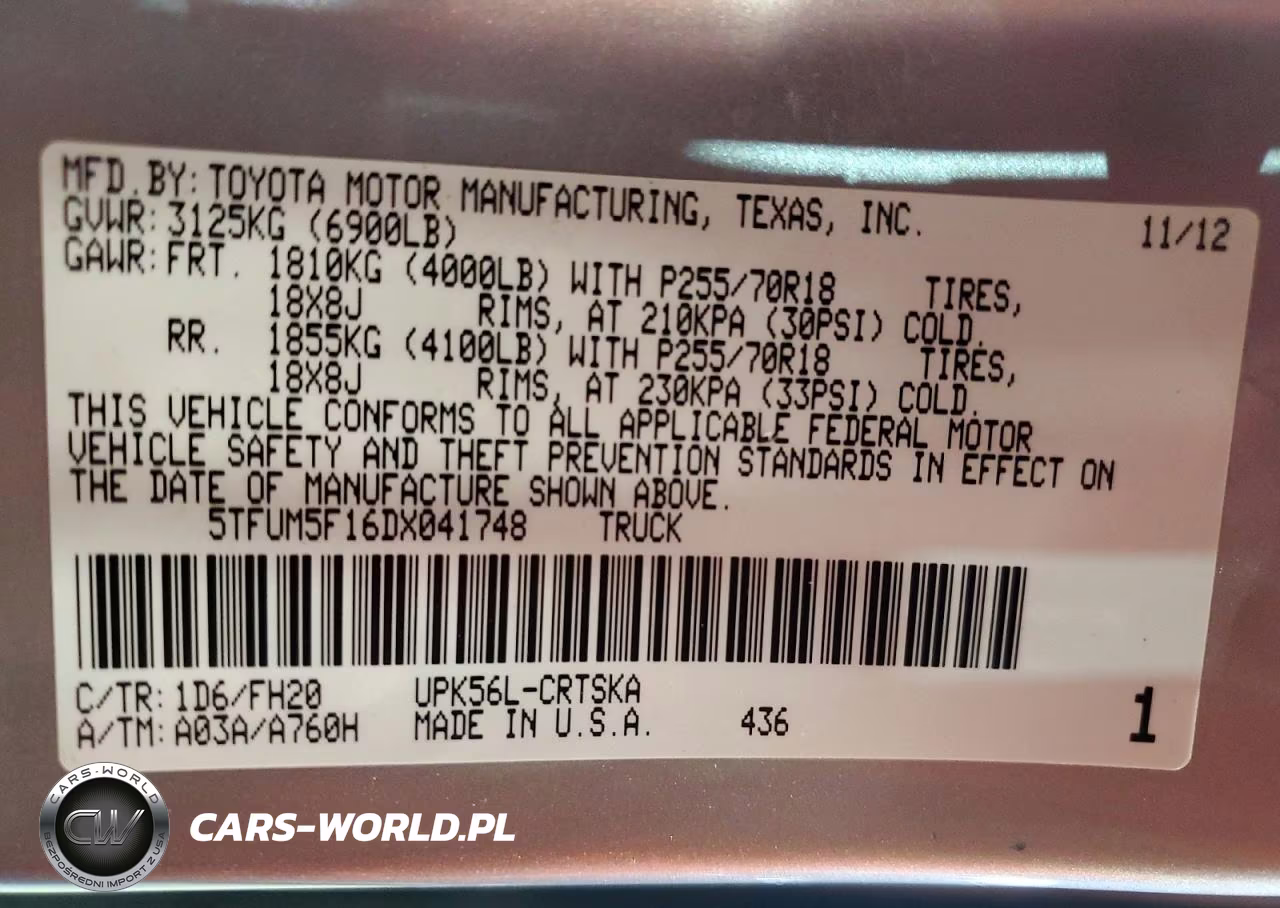 2013 Toyota Tundra Double Cab Sr5 VIN:5TFUM5F16DX041748 - 12