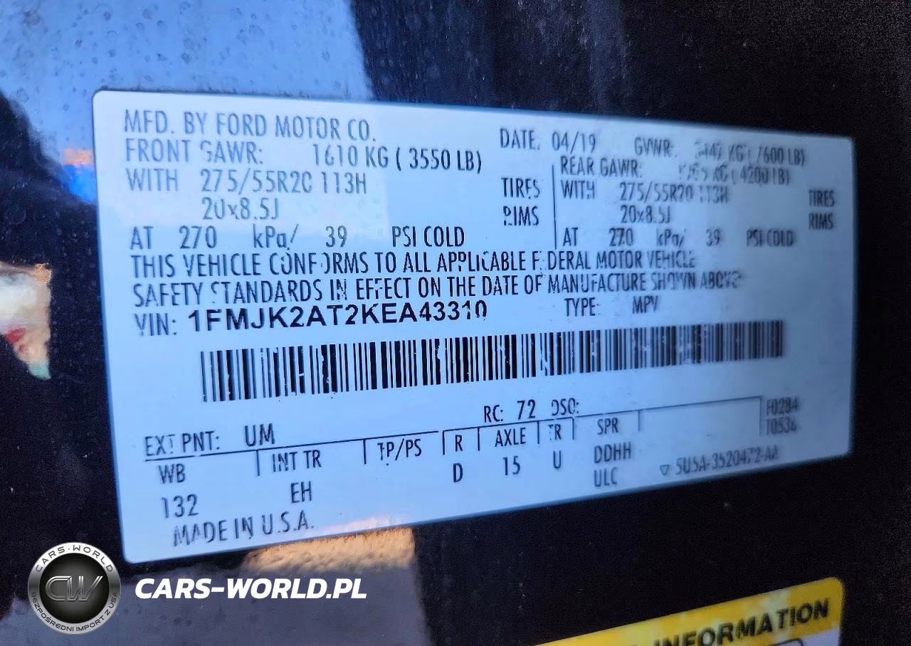 2019 Ford Expedition Max Limited VIN:1FMJK2AT2KEA43310 - 13