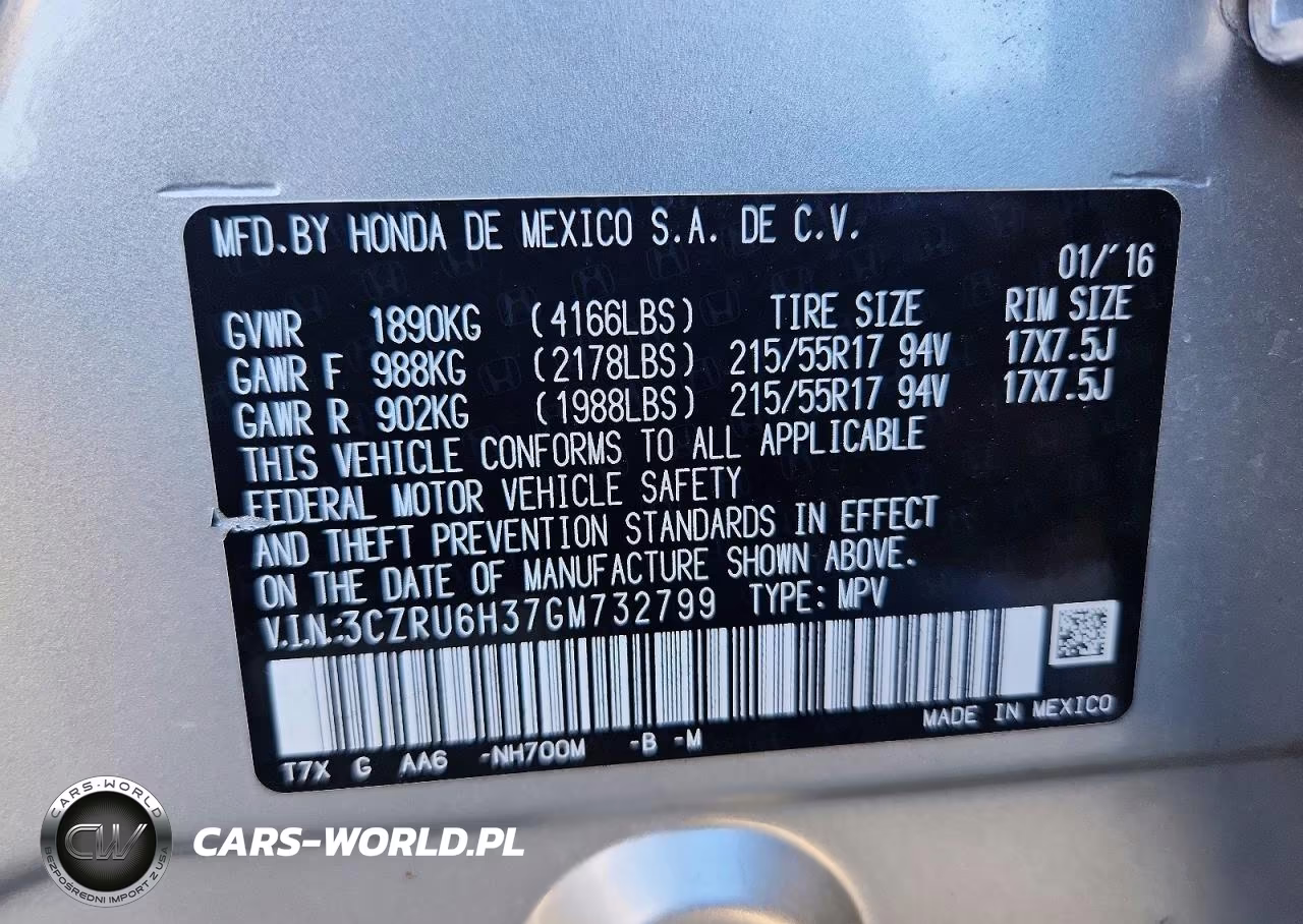 2016 Honda Hr-V Lx VIN:3CZRU6H37GM732799 - 13