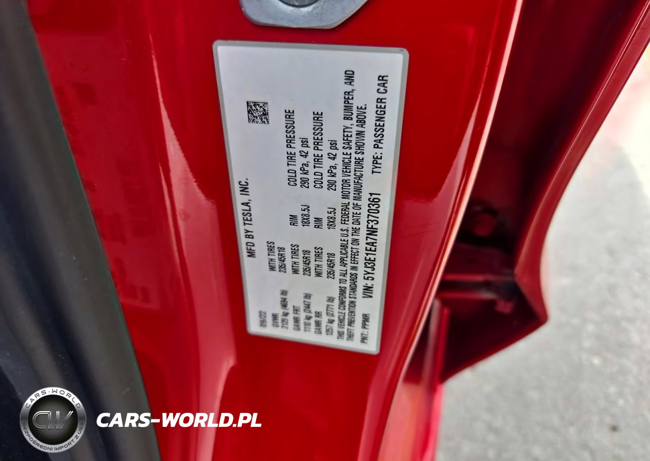 2022 Tesla Model 3 VIN:5YJ3E1EA7NF370361 - 12