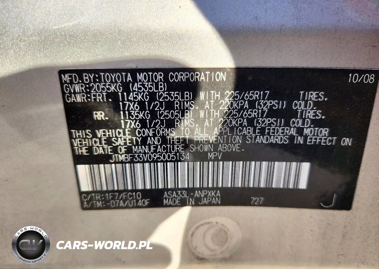 2009 Toyota Rav4 Base VIN:JTMBF33V095005134 - 13
