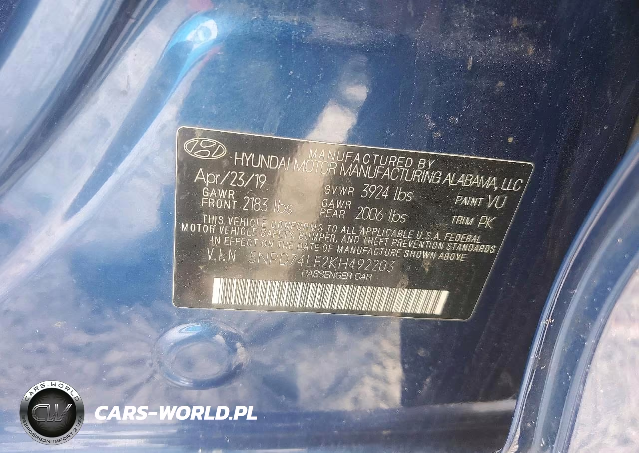 2019 Hyundai Elantra Se VIN:5NPD74LF2KH492203 - 12