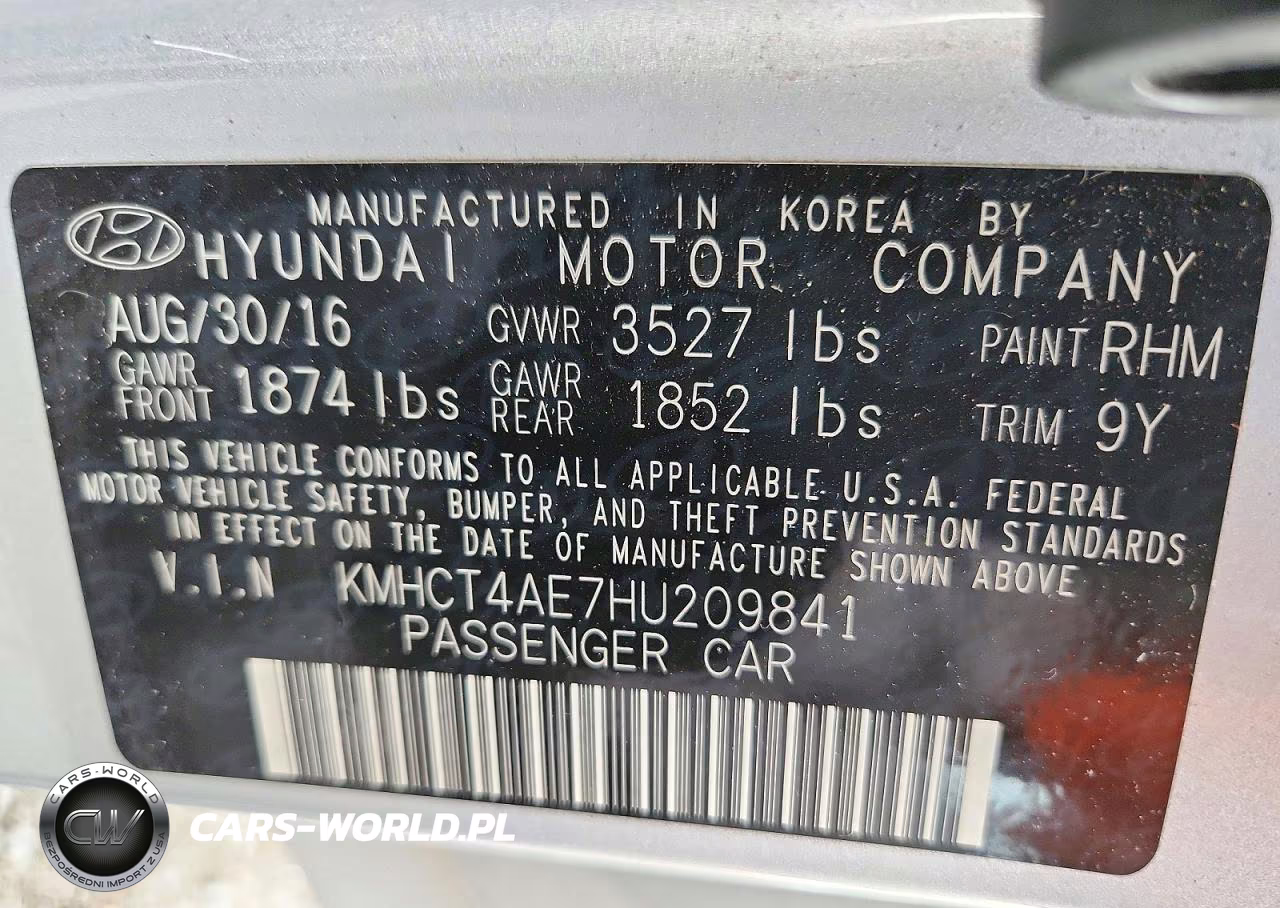 2017 Hyundai Accent Sedan VIN:KMHCT4AE7HU209841 - 12