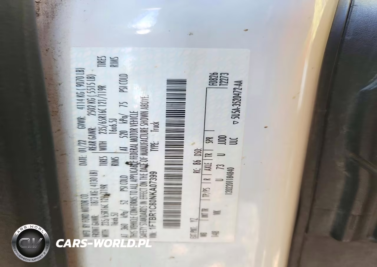 2022 Ford Transit T-250 VIN:1FTBR1C80NKA07399 - 9