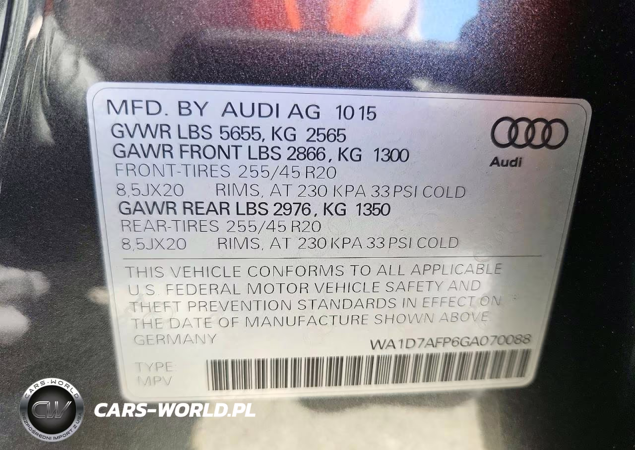 2016 Audi Q5 Premium Plus S-Line VIN:WA1D7AFP6GA070088 - 12