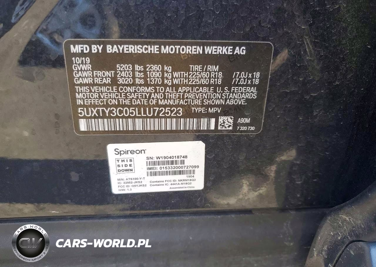 2020 BMW X3 Sdrive30I VIN:5UXTY3C05LLU72523 - 14