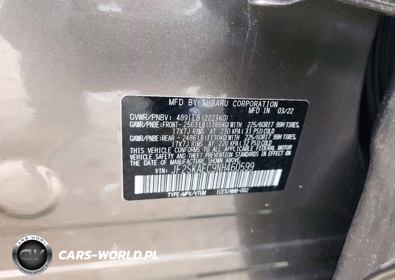2022 Subaru Forester Premium VIN:JF2SKAEC9NH460599 - 13