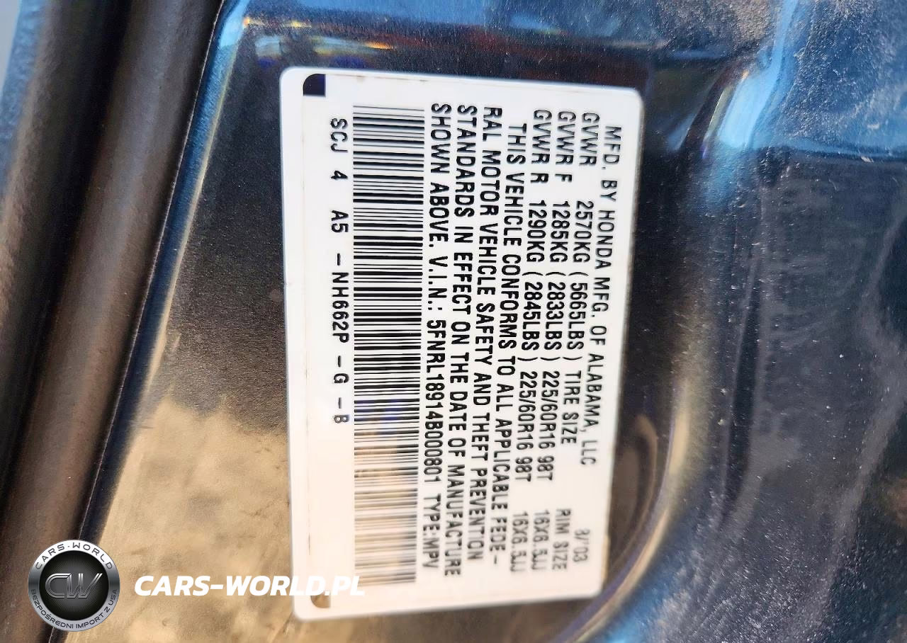 2004 Honda Odyssey Exl VIN:5FNRL18914B000801 - 13