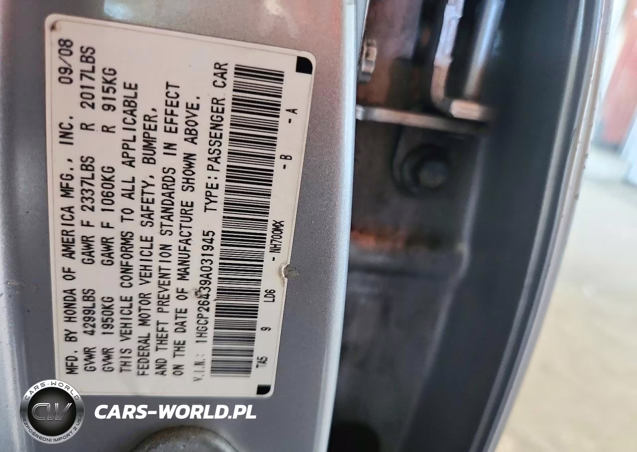 2009 Honda Accord Lxp VIN:1HGCP26439A031945 - 12