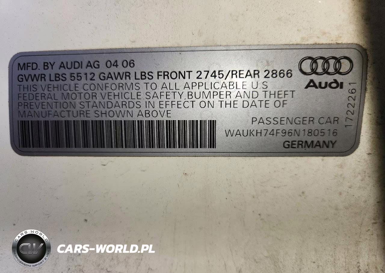 2006 Audi A6 Avant Quattro VIN:WAUKH74F96N180516 - 12