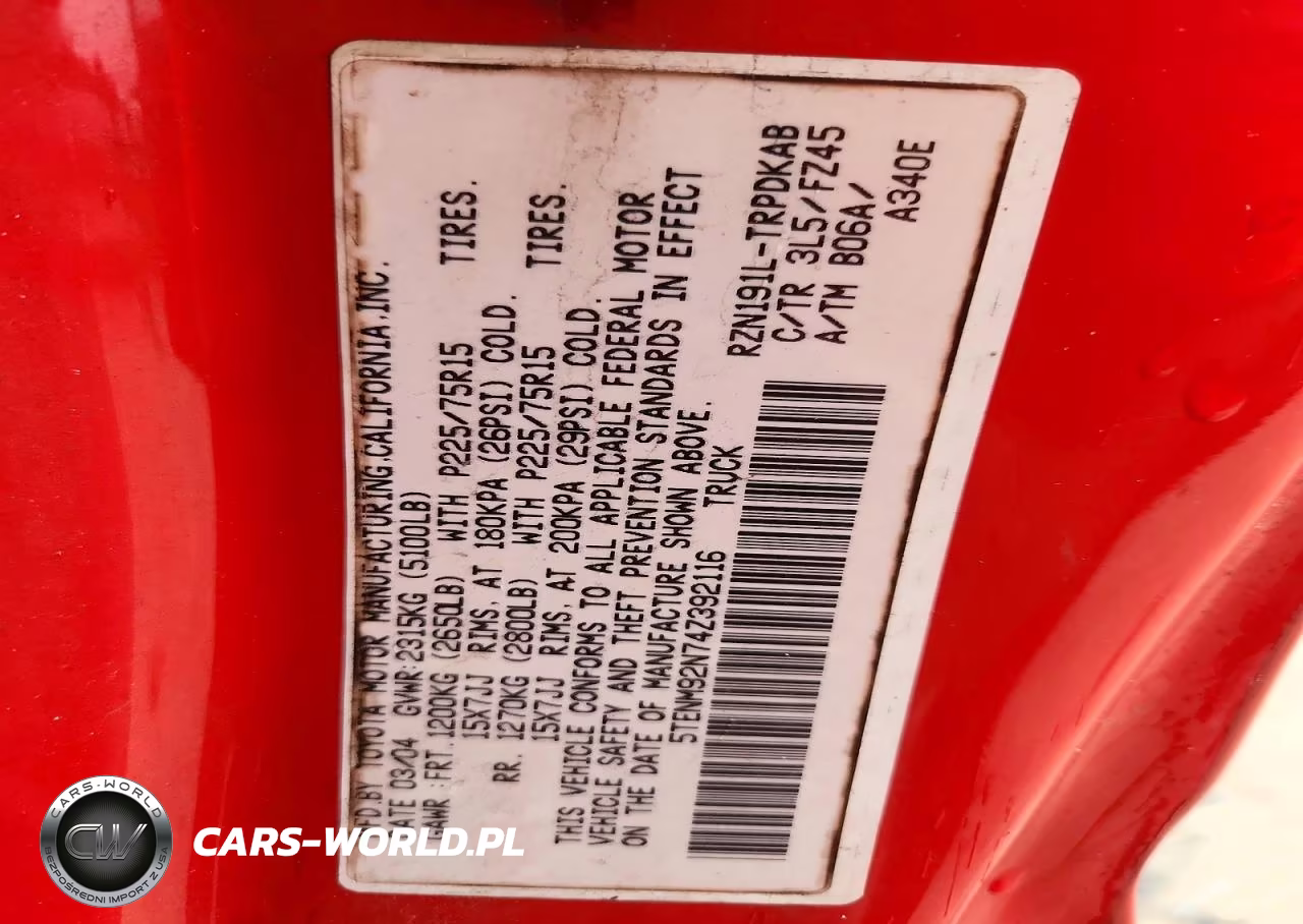 2004 Toyota Tacoma Prerunner VIN:5TENM92N74Z392116 - 12